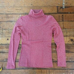Vintage 70s red metallic festive turtleneck size XS